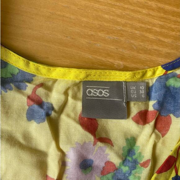 ASOS Double Tie Yellow Print Peplum Top - Picture 3 of 5